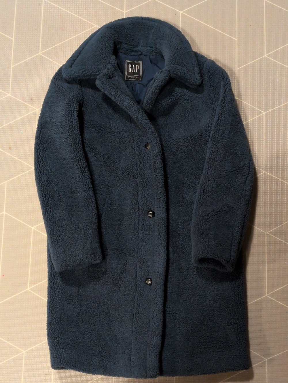 GAP Women's Navy Faux-Sherpa Coat